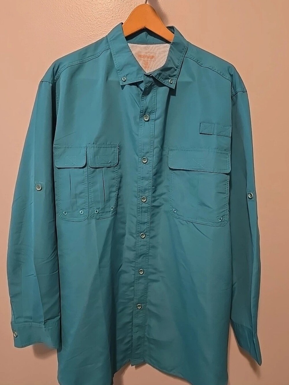 BOULDER CREEK TRADING CO. FISHING SHIRT MENS 2XL VENTED GREEN LONG SLEEVE